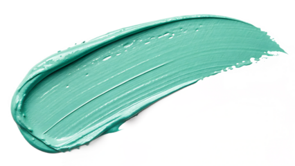 A vibrant teal cosmetic cream smear isolated on transparent background, showcasing a smooth, glossy texture perfect for beauty and skincare product presentations