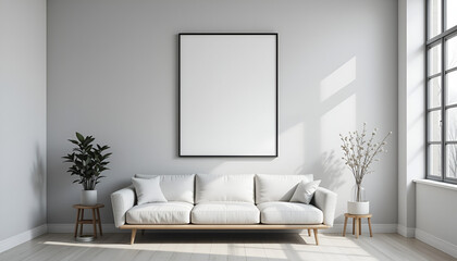 Fototapeta premium interior design scene with a sofa and frame