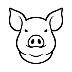 Fototapeta premium A captivating close-up of a pig's face, rendered in a clean, minimalist style, focusing on its distinct features, capturing an expressive emotion. vector illustration