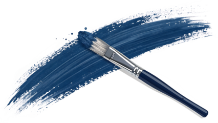 A vibrant blue paint stroke created with a brush, showcasing texture and color, isolated on transparent background