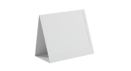 Pristine blank white card or modern minimalist photo frame with subtle chamfered edge and matte texture, isolated on a transparent studio background with right copy space, perfect canvas for vision