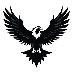 Striking Silhouette of a Bald Eagle in Mid Flight Vector Design