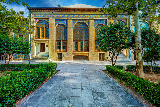 Golestan Palace, UNESCO site in Tehran, Iran. Stunning Persian tilework and mirror mosaics. Ideal for cultural and historical projects.