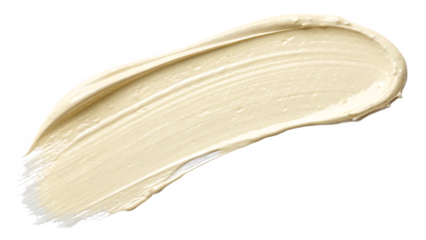A creamy beige smear of cosmetic product isolated on transparent background, exhibiting a smooth and radiant texture perfect for skincare and beauty applications
