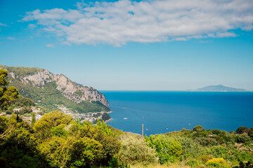 View turquoise water in Capri, Italy