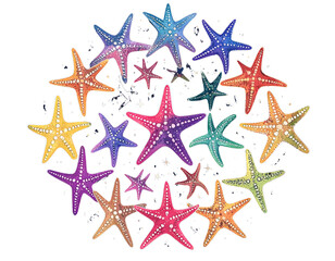 star fish collection silhouette design vector art illustration