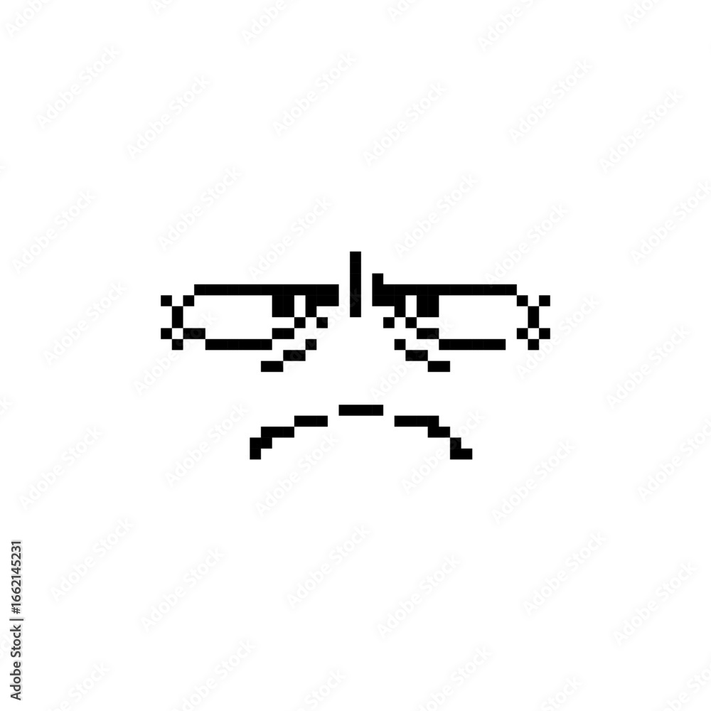 Poster pixel art of an angry expression with sharp lines, capturing intense emotion in a simple style.