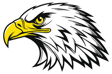 Bold Vector Illustration of an Eagle s Face with Intricate Details and Sharp Lines