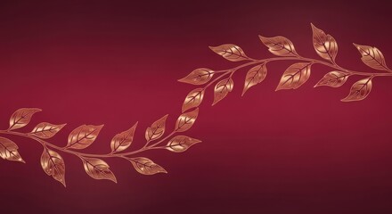 Burgundy background with golden leaves elegant floral design for wedding invitation and greeting cards