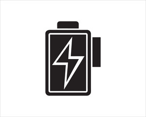 Black and White Battery Icon with Lightning Bolt Symbolizing Power and Energy Efficiency for Modern Technology Applications