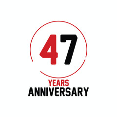 47 year anniversary logo with double line number style and gold color ring, logo vector template