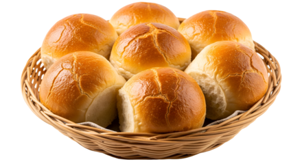 Fresh Golden Dinner Rolls Basket Transparent Background