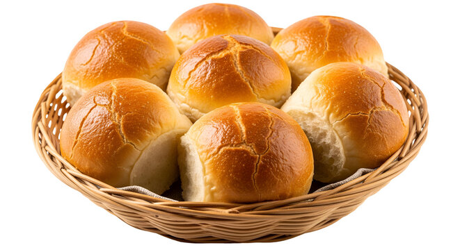 Fresh Golden Dinner Rolls Basket Transparent Background