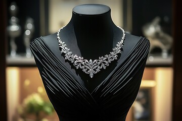 Diamond necklace mannequin display high resolution picture