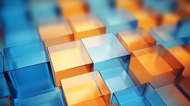 Fototapeta 3D Abstract Geometric Background with Transparent Cubes