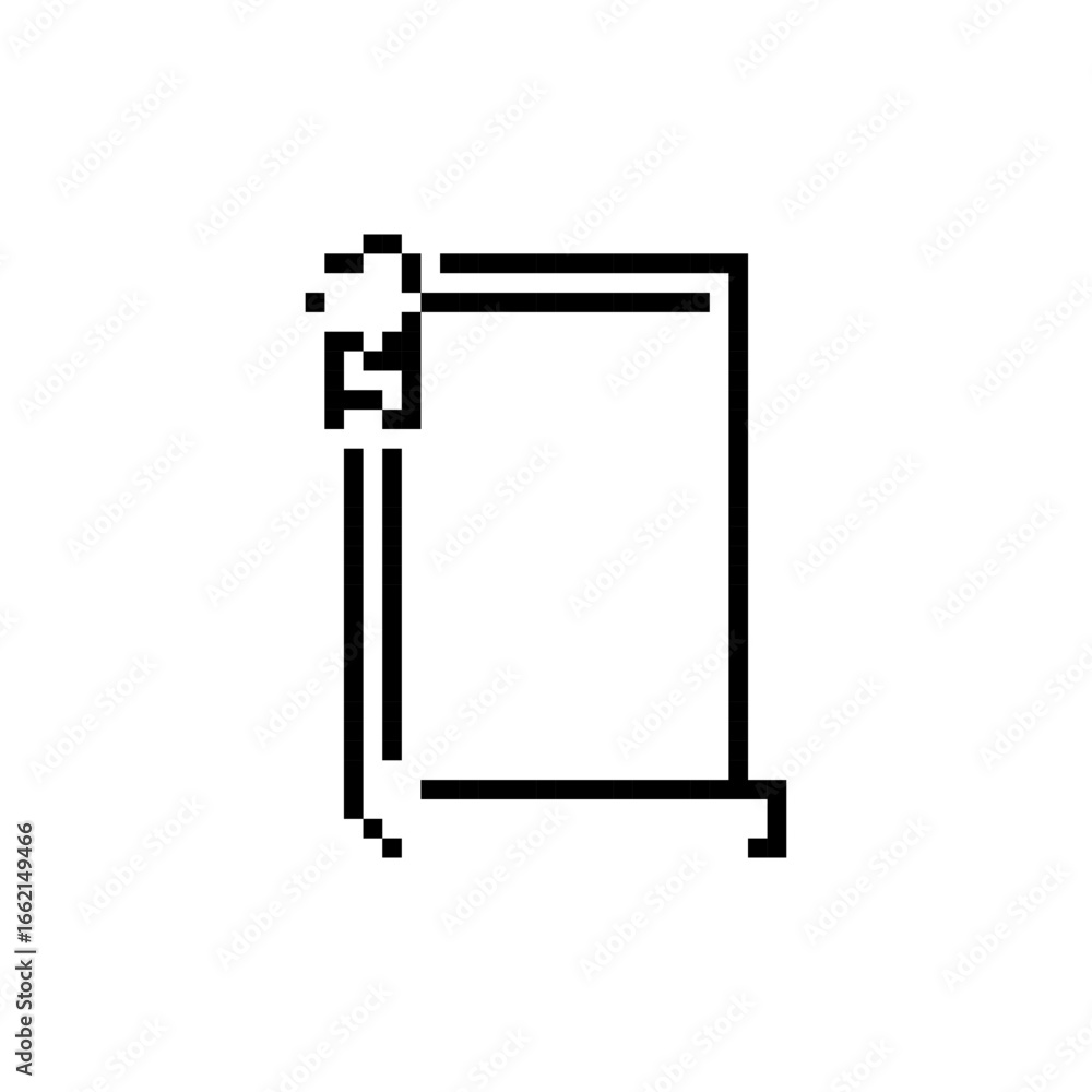 Poster simple pixel document icon in mosaic style, ideal for retro user interfaces, creative apps, or pixel