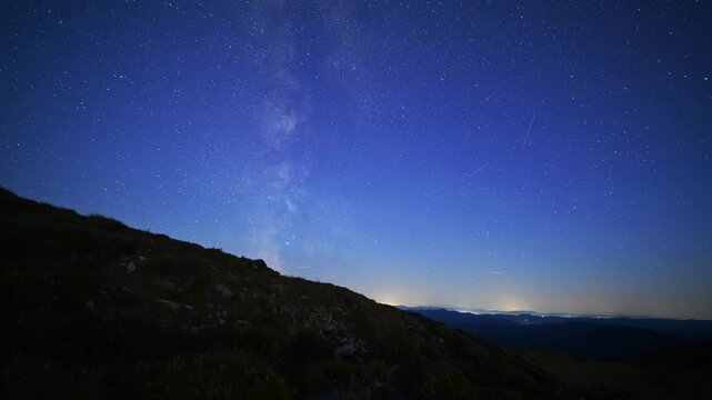 Timelaps video with Milky way in mountains