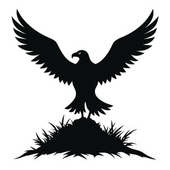 Majestic Eagle Silhouette Vector Graphic Design with Spread Wings Illustration