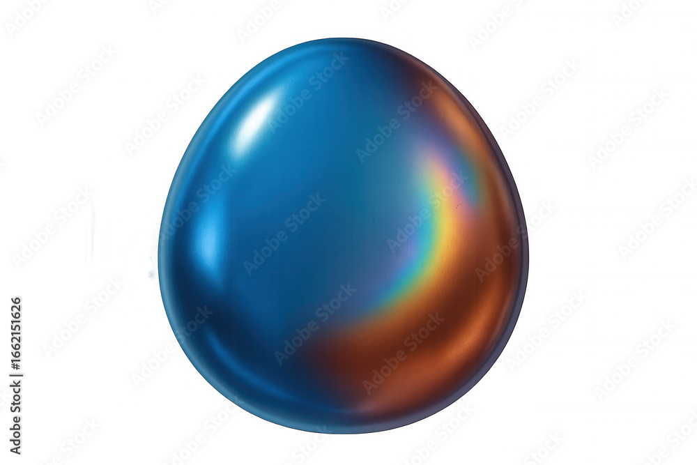 Poster iridescent morphing blob reflecting prismatic colors against transparent backdrop