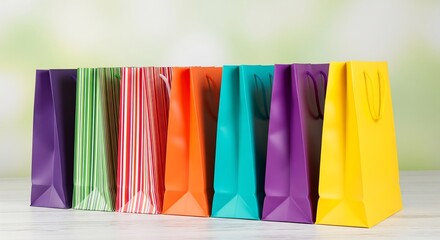 Naklejka premium Colorful Shopping Bags on a Table