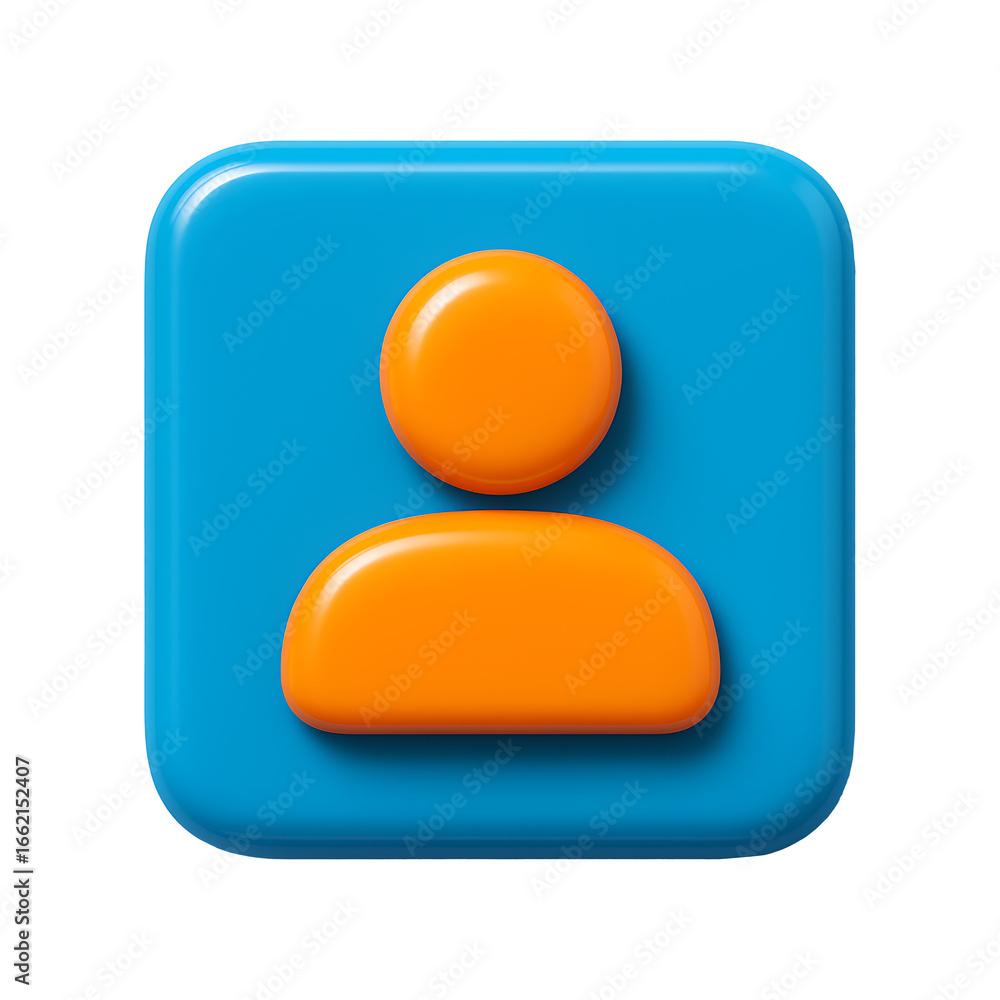 Poster orange user profile 3d isolated on a transparent background
