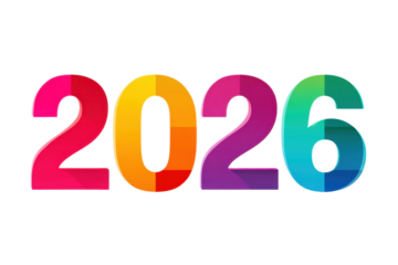 Happy New Year 2026 text design with Colorful