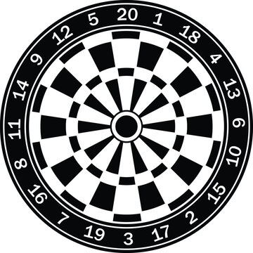 Dart Board Silhouette, Dart Boards Svg. Dart Game, Dartboard, and Target Shooting Set. Vector Cut file for Cricut, isolated on white background