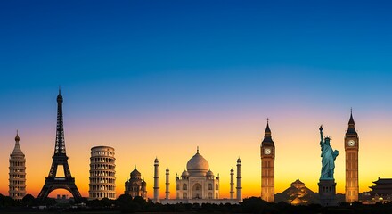 Obraz premium Travel, world landmarks on the background of blue sky