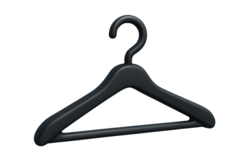 3D Render of Black Clothes Hanger Isolated on a Transparent Background