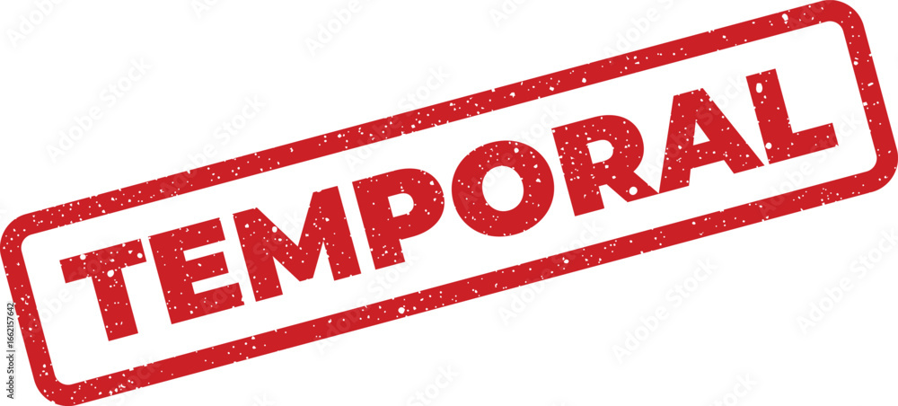 Aufkleber red temporal rubber stamp imprint on white background emphasizing finite duration, time limits