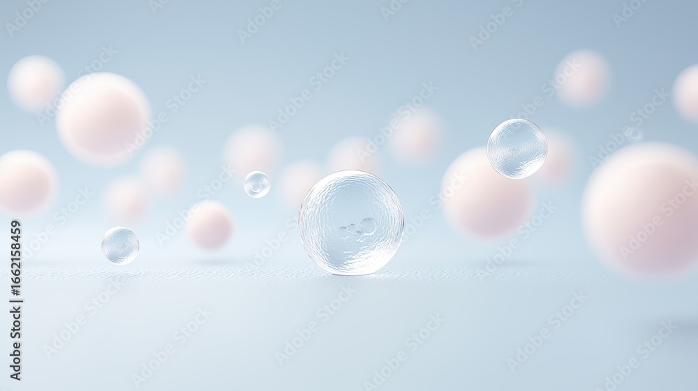 Aufkleber abstract illustration of floating translucent spheres in soft pastel colors, creating a serene atmos