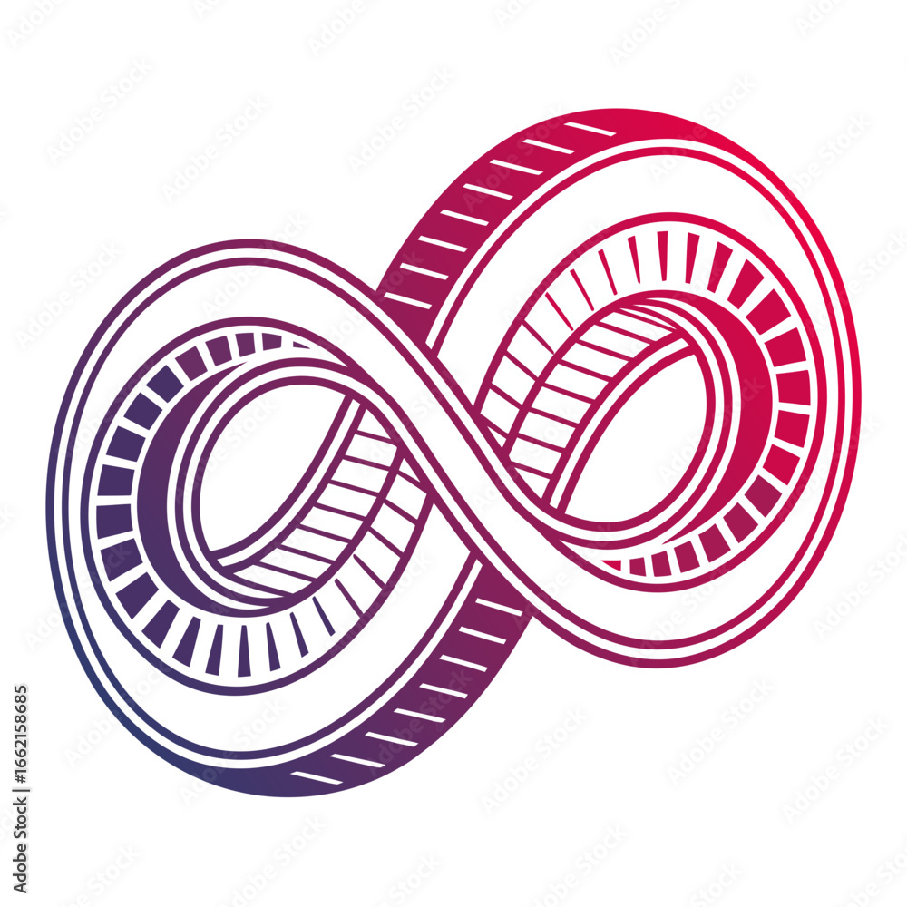 Poster Infinity Symbol with Gradient Color Endless Loop Abstract Concept White Background
