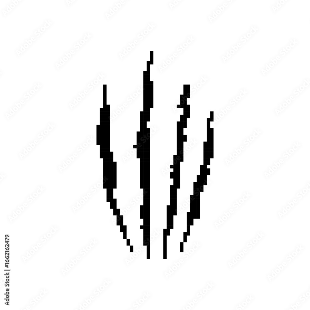 Aufkleber black claw marks in a pixel style with strong lines, resembling retro pixel art elements.