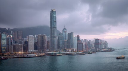 Obraz premium hong kong city no logos no brands ar 169