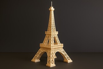 Creative model of the Eiffel Tower built with popsicle sticks