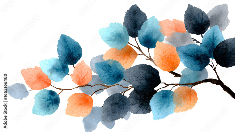 Poster branch watercolor design element isolated on a transparent background