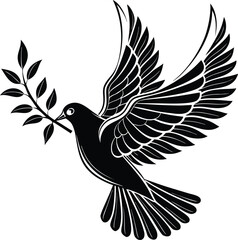 Dove of peace silhouette vector, Dove vector