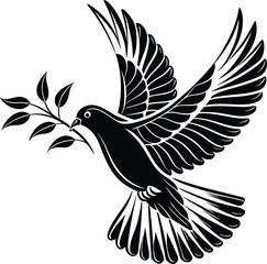 Dove of peace silhouette vector, Dove vector