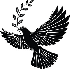 Dove of peace silhouette vector, Dove vector
