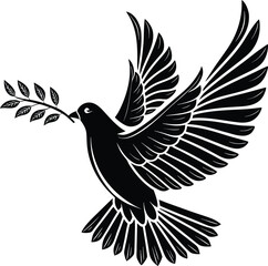 Dove of peace silhouette vector, Dove vector