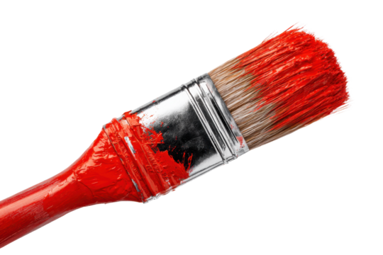 red paint brush isolated on white background PNG