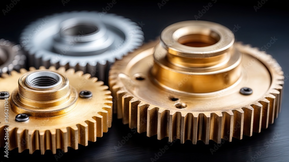 Poster intricate clockwork mechanism showcasing gears and movement against a dynamic background