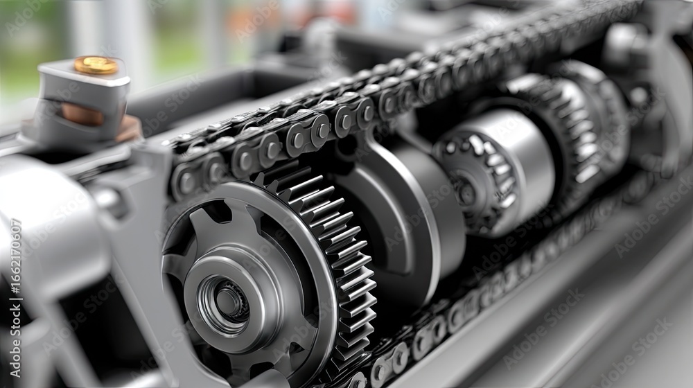 Poster intricate clockwork mechanism showcasing gears and movement against a dynamic background