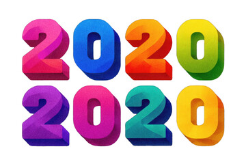 set of 2020 text design