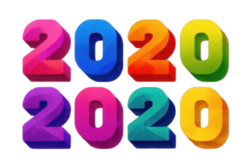 set of 2020 text design