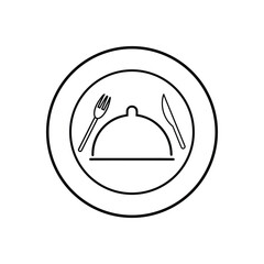 kitchen of dish fork and knife line art icon vector illustration