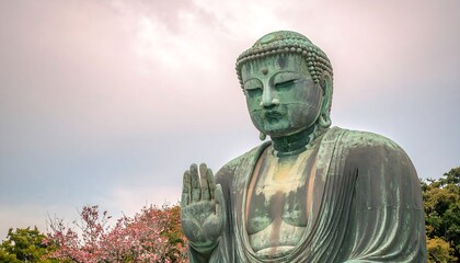 Buddha statue in serene outdoor setting