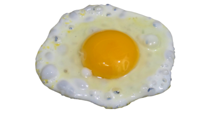 Fried Egg Isolated on a White Background with Copy Text Space. Breakfast Food Element for Culinary Posters, Cooking Themes, and Kitchen-Inspired Designs. PNG File