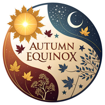 Autumn equinox symbolizing day and night transition transparent background