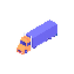 Fototapeta premium Keywords: mosaic, pixel, art, truck, icon, retro, design, orange, purple, style, bright, digital, sprite, vehicle, classic, transport, cartoon, object, fun, minimal, graphic, colorful, unique, tiny